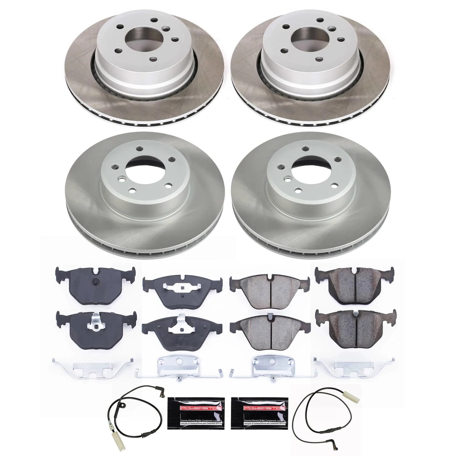PowerStop Front and Rear Semi-Coated Rotor and Low-Dust Ceramic Brake Pad Kit SC5440