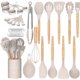 thumbnail image 1 of Umite Chef Juego de utensilios de cocina de, 33 piezas, antiadherentes, con soporte, mango de madera negro, utensilios de cocina de silicona(khaki), 1 of 7