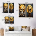 thumbnail image 4 of Designart "Funky Halloween Smiling Skull with Yellow Flowers" Skull Framed Wall Art Set Of 2 - Modern Yellow Frame Gallery Set For Office Decor, 4 of 6