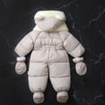 thumbnail image 6 of ATOGUTA Snowsuit Boys Winter Clothes Suit Hooded Jumpsuit Romper Warm Fleece Coat Outwear Overcoat Beige, 6 of 8