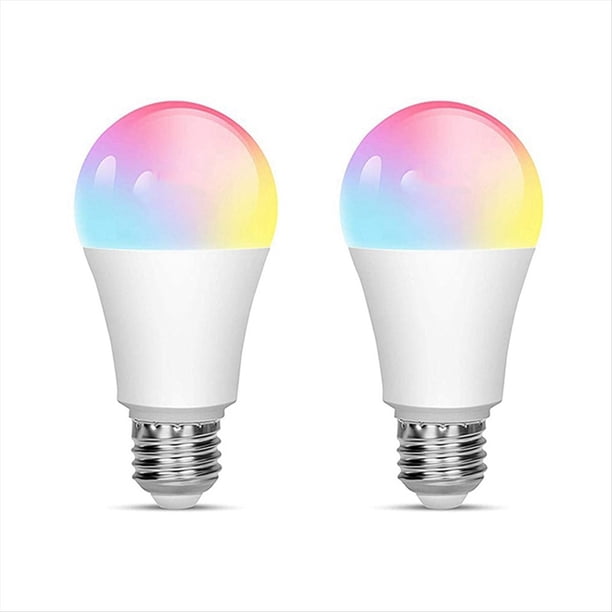 2 Piezas Tuya Smart E27 Bombilla Inteligente, Bombilla WIFI Regulable, Ahorro de Energía RGBCW Controlado por Alexa, Atenuación y Ajuste de Color 18W