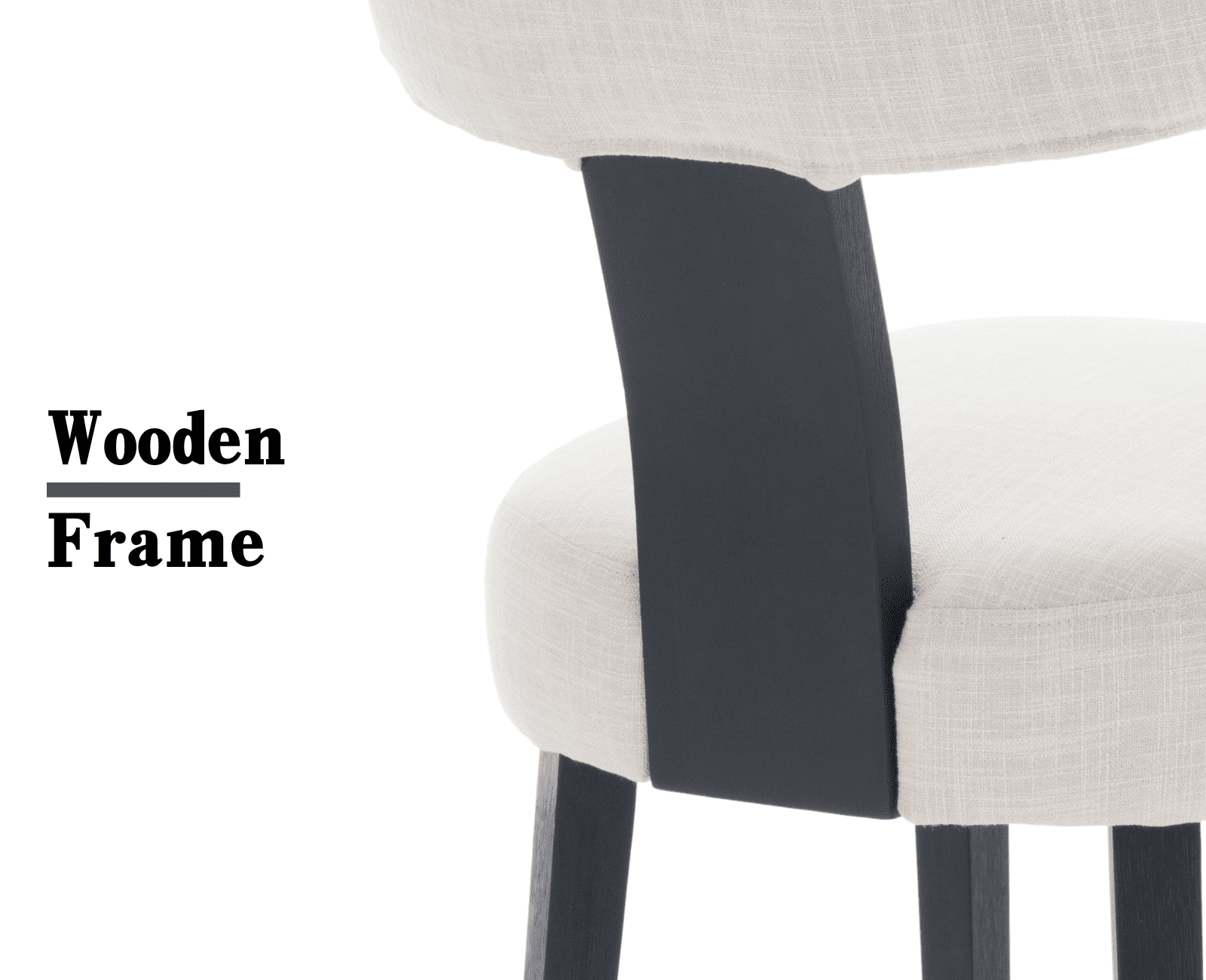 Guyou Dining Chairs Set of 2, Mid-Century Modern Linen Upholstered Kitchen Chairs with Curved Backrest, Wooden Side Chairs for Dining Kitchen Living Room Bedroom, Beige