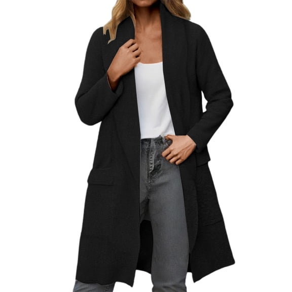 2026 Womens Long Cardigan Sweaters Open Front Oversized Slouchy Knit Fall Trendy Coatigan Jackets(Black)