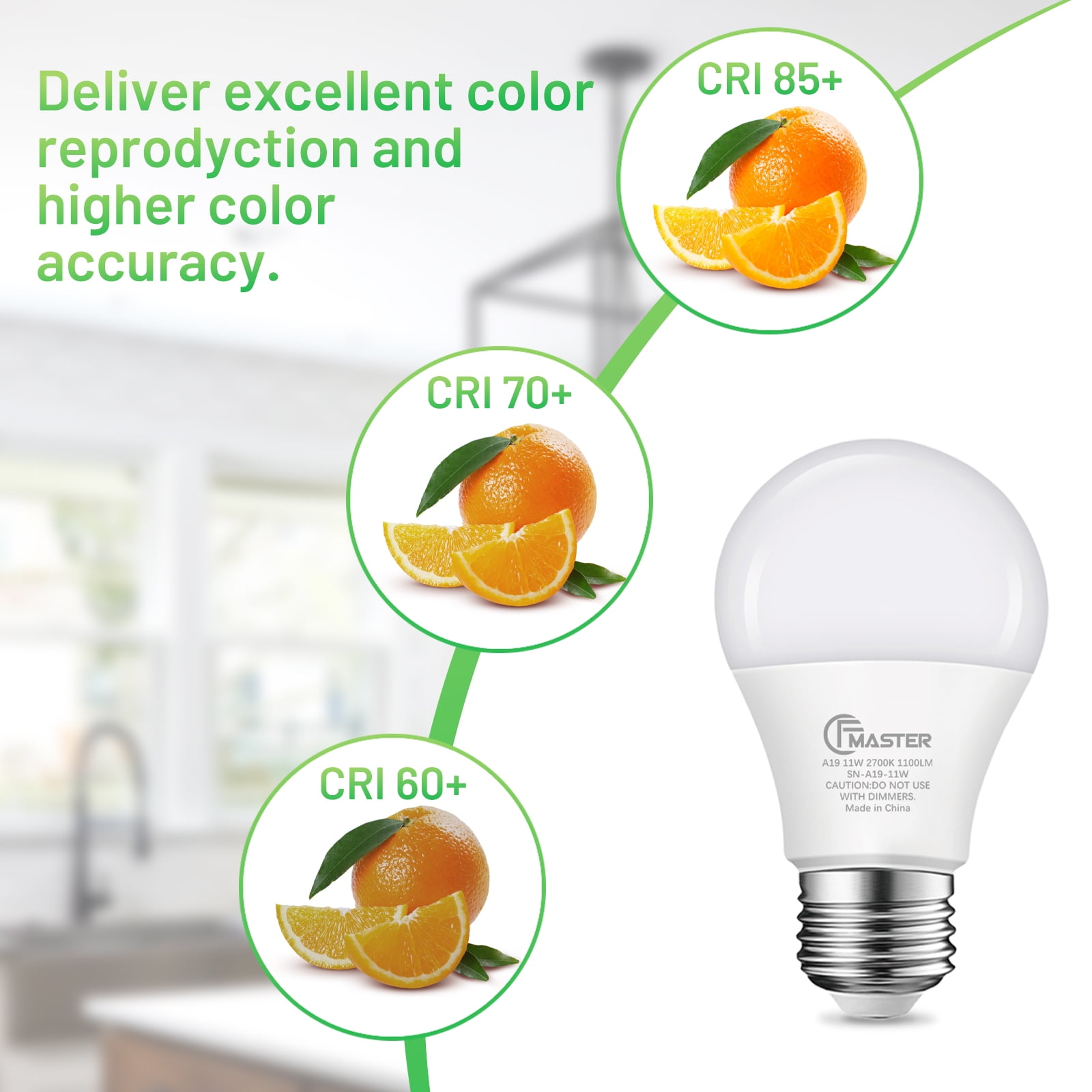 A19 LED Light Bulb, 75W Equivalent LED Bulb, 11W 2700K Warm White, 1100 Lumens, Non-Dimmable Light Bulbs, CRI 85+, No Flicker E26 Base Bulbs for Home Office, 10-Pack