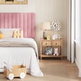 thumbnail image 2 of Amolife Twin Bed Frame, Modern Upholstered Platform Bed Frame with Adjustable Velvet Headboard, Heavy Duty, Pink, 2 of 9
