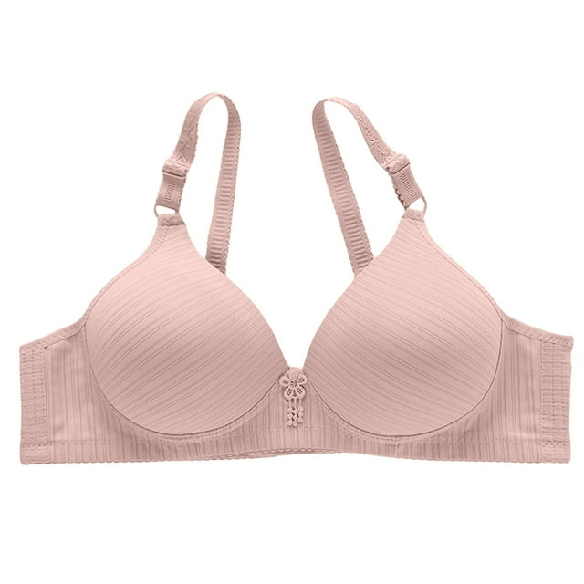 ManxiVoo Side Folded Full Coverage Wireless Bra for Women Soft Lightweight Support Minimizer with Wide Band L Size Light Pink