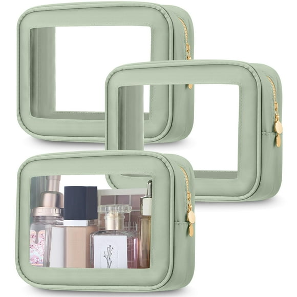Bolsas de maquillaje Abbylike, PVC transparente, verde transparente (3 unidades)