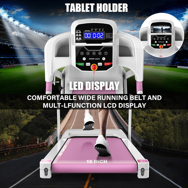 Ambifirner Quiet Foldable Treadmill - 2.5HP Brushless Motor, 3-Level Incline, Space Saving for Small Homes