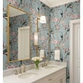 thumbnail image 3 of S4Sassy Removable Nature-Inspired Waterproof Wall Wrap, Textured Finish Wallcover, Flower & Birds Contact Paper For Walls, Cabinets, Dresser, Self Adhesive Vinyl Wallpaper Roll - Blue (25"X120"), 3 of 9