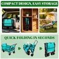 thumbnail image 6 of 2-in-1 Beach Wagon Cart, Convertible Folding Lounge Chair, 650LBS Large Capacity, Silent Swivel All-Terrain Wheels, Portable Utility Cart for Beach, Pool, Grocery & Camping, Lake Blue, 6 of 10
