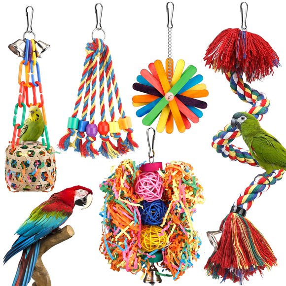 Percha con forma de cuerda para loros, modelo YIXUND, de Bird Toys, con campana