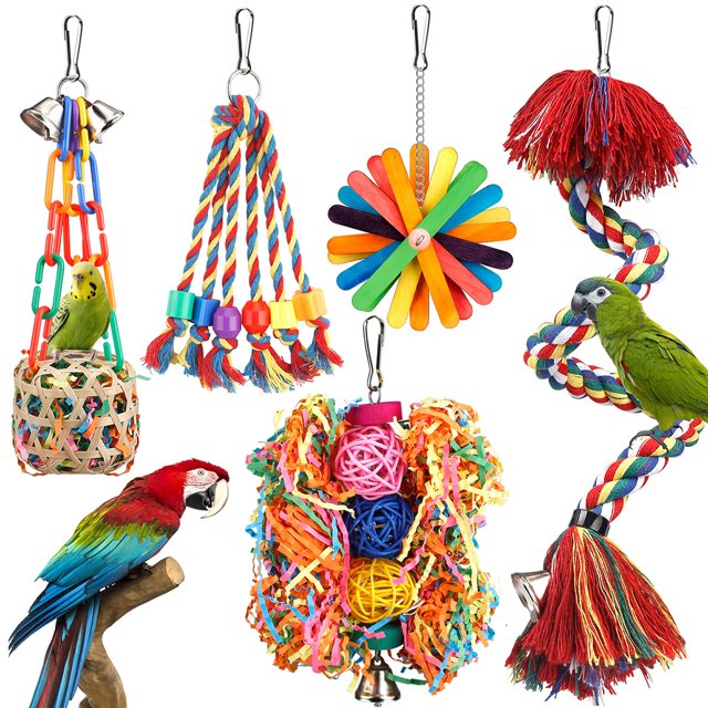 Percha con forma de cuerda para loros, modelo YIXUND, de Bird Toys, con campana