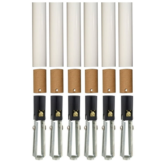 Royal Designs Chandelier Socket Kit - Includes Socket Plastic Cover Paper Insulation - White - Set of 6