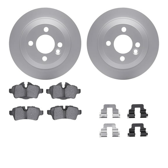 Dynamic Friction Company Rear Geospec Brake Rotors with 5000 Euro Ceramic Brake Pads includes Hardware 4612-32004