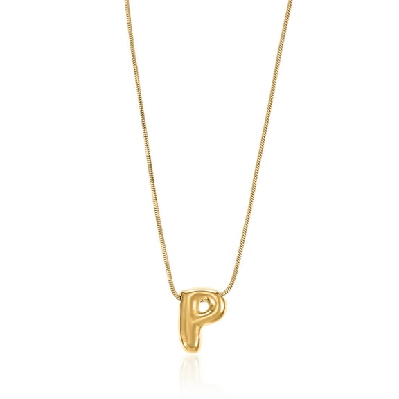 No Boundaries Goldtone Initial Bubble Letter Necklace, 1 Piece, Letter P