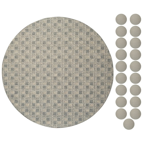 Furnish My Place Abstract Indoor/Outdoor Commercial Beige Color Rug, Pet-Friendly, Baby Nursery Mat, Home Décor Rug for Living Room, Playroom, Made in USA, 2' Round - Set of 20