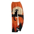 thumbnail image 4 of Halloween Womens Flannel Pajama Pants Cute Patterned Jogger Cinch Bottom Casual Wide Leg Sweat Pants with Pockets, 4 of 6