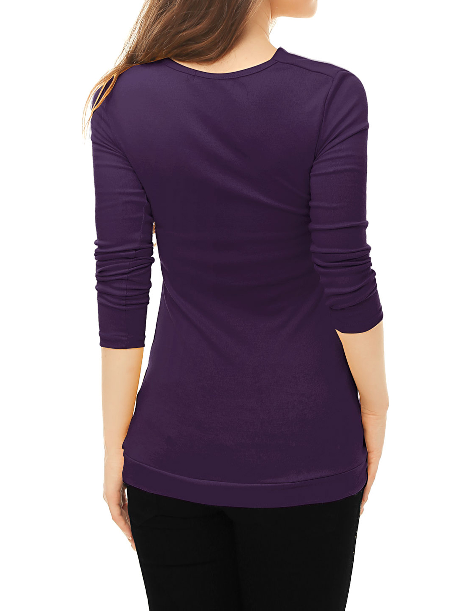 DARING DIVA Women's Cowl Neck Side Ruched Tunic Top L Purple