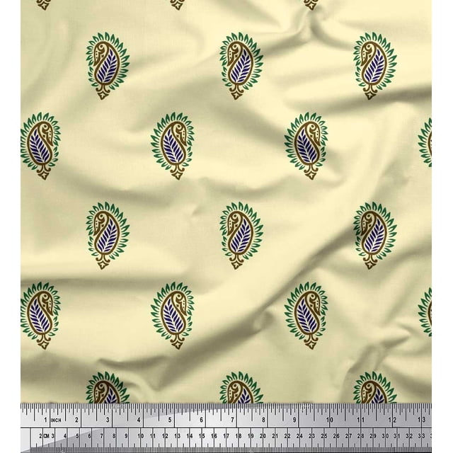 Soimoi Rayon Fabric Paisley Block Print Sewing Fabric Yard 42 Inch Wide