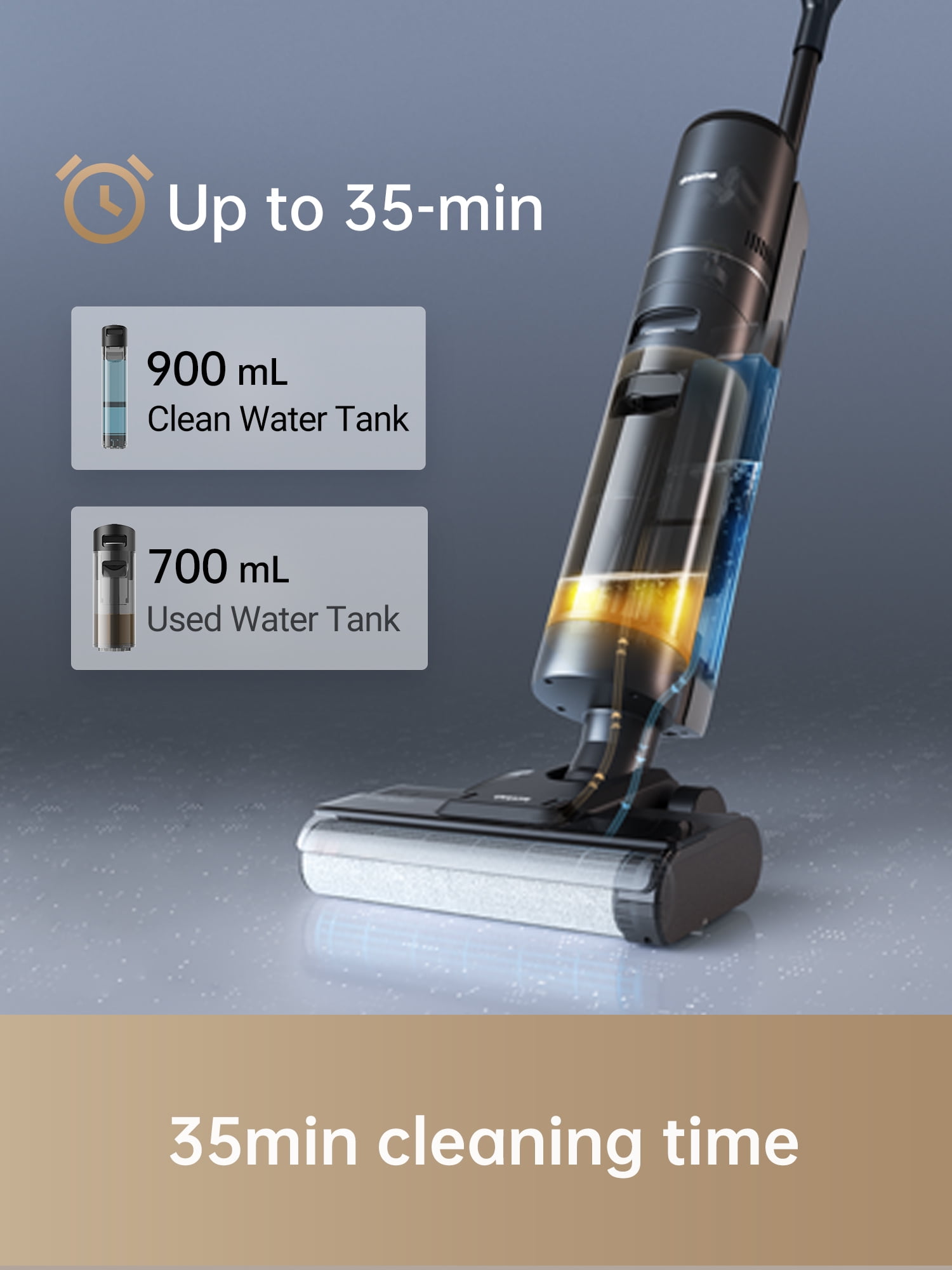 Dreame H12s Wet Dry Vacuum Cleaning Kit, Cordless Vacuum Mop for Hard Floors, Edge Cleaning with Dirt Detection, Hot Air Drying, Smart Floor Cleaner for Sticky Messes on Multi-Surfaces, 1 more Filter