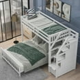 thumbnail image 2 of Euroco Modern Wood Twin over Full Bunk Bed, Loft Bed with Moveable Full Bed, Storage Staircase for Kids Teens Adults, White, 2 of 12