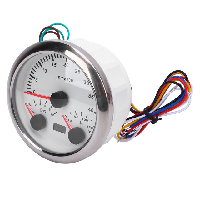 Tachymètre Électrique 3 en 1, Manomètre de Pression d'Huile et de Température pour RV Yacht. 7 Couleurs Rétroéclairées