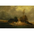 thumbnail image 2 of Constant Troyon 14x11 Black Ornate Wood Framed Double Matted Museum Art Print Titled: Landscape with Thunderstorm, 2 of 5