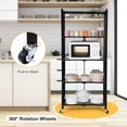 thumbnail image 5 of BISHE 5-Shelf Foldable Storage Shelves with Wheels, Heavy Duty Shelving Unit, Freestanding Metal Wire Shelf Rack, No Assembly Organizer Rack for Garage Kitchen, Basement, Pantry, Black, 5 of 7