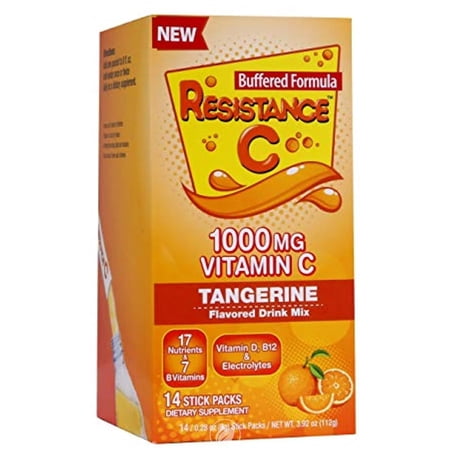 Resistance C Vitamin C 1000mg - Tangerine Flavor - 14ct, Pack of 2