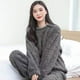 thumbnail image 5 of Traje cálido de terciopelo de algodón jacquard de color puro para invierno para hombres y mujeres, ropa de casa cálida y gruesa para parejas, 5 of 6