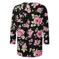 thumbnail image 6 of DDAPJ pyju Boho Floral Tops for Women 2026 Trendy 3/4 Sleeve Dressy Casual Shirts Loose Fit Work Blouses Graphic Tees Comfy Summer Beach Outfits Dark Pink S, 6 of 6