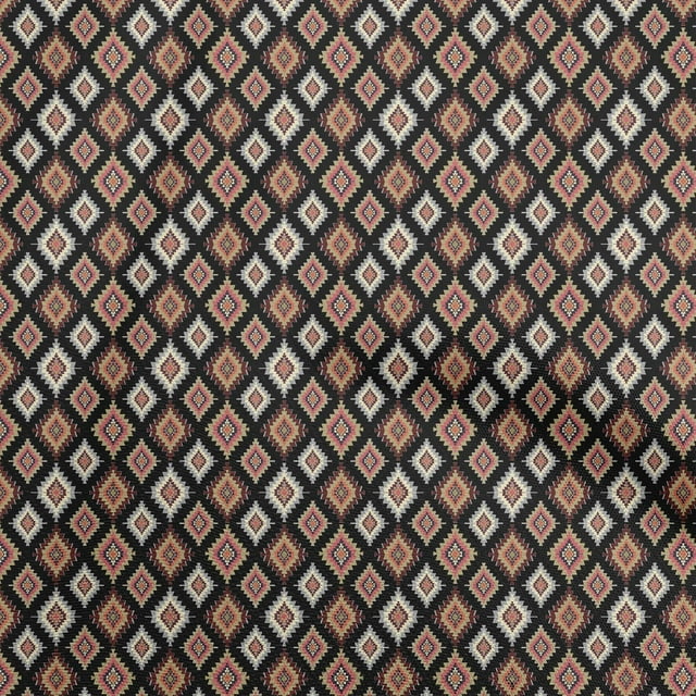 oneOone Polyester Spandex Black Fabric Asian Kilim Sewing Craft Projects Fabric Prints By Yard 56 Inch Wide