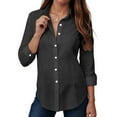 thumbnail image 2 of vigerkar Womens Dress Shirts Long Sleeve Button Down Shirt Business Casual Blouse Office Work Tops (Black, XL), 2 of 5