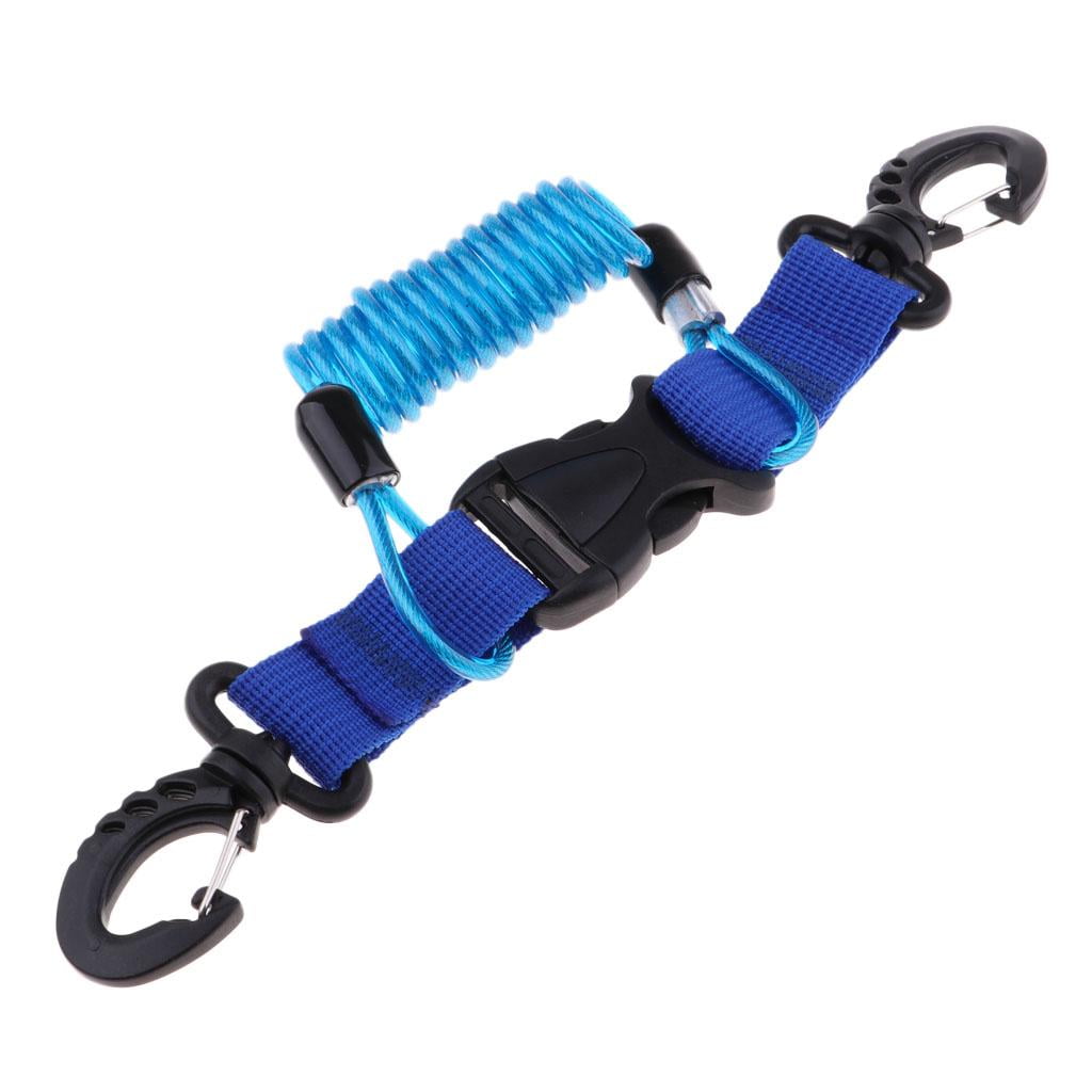 Strong Scuba Diving Spring Lanyard with 2 Clips - Blue, as described
