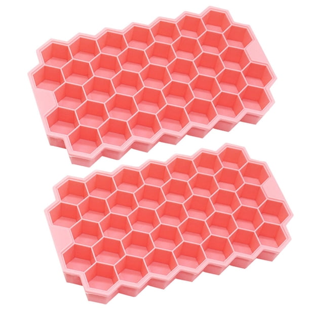 2 bandejas para hielo, molde para hielo de silicona con tapa selladora y molde para hielo hexagonal seguro.