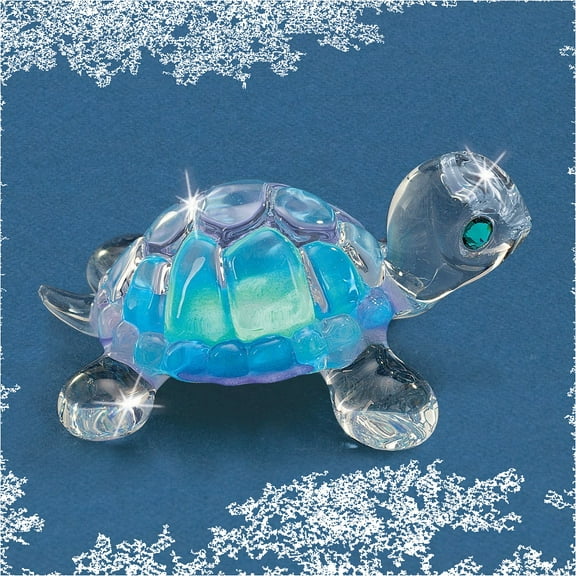 Blue Turtle Glass Figurine