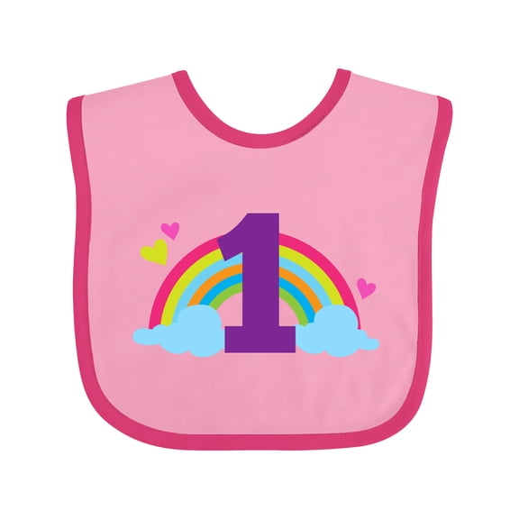 Inktastic 1st Birthday Rainbow Girls Baby Bib