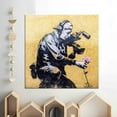 thumbnail image 2 of Banksy Cameraman And Flower, Painting on Canvas, Gift for Her, Canvas, Graffiti 3D Canvas, Painting Poster, Abstract Canvas, Canvas Wall Decor - Black Framed, 2 of 6