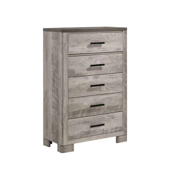 Picket House Furnishings Adam 5-Drawers Bedroom Chest in Gray/Dark Gray Top