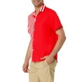 thumbnail image 4 of MODA NOVA Big & Tall Men's Color Block Short Sleeve Button Striped Shirts Red White 3XLT, 4 of 5