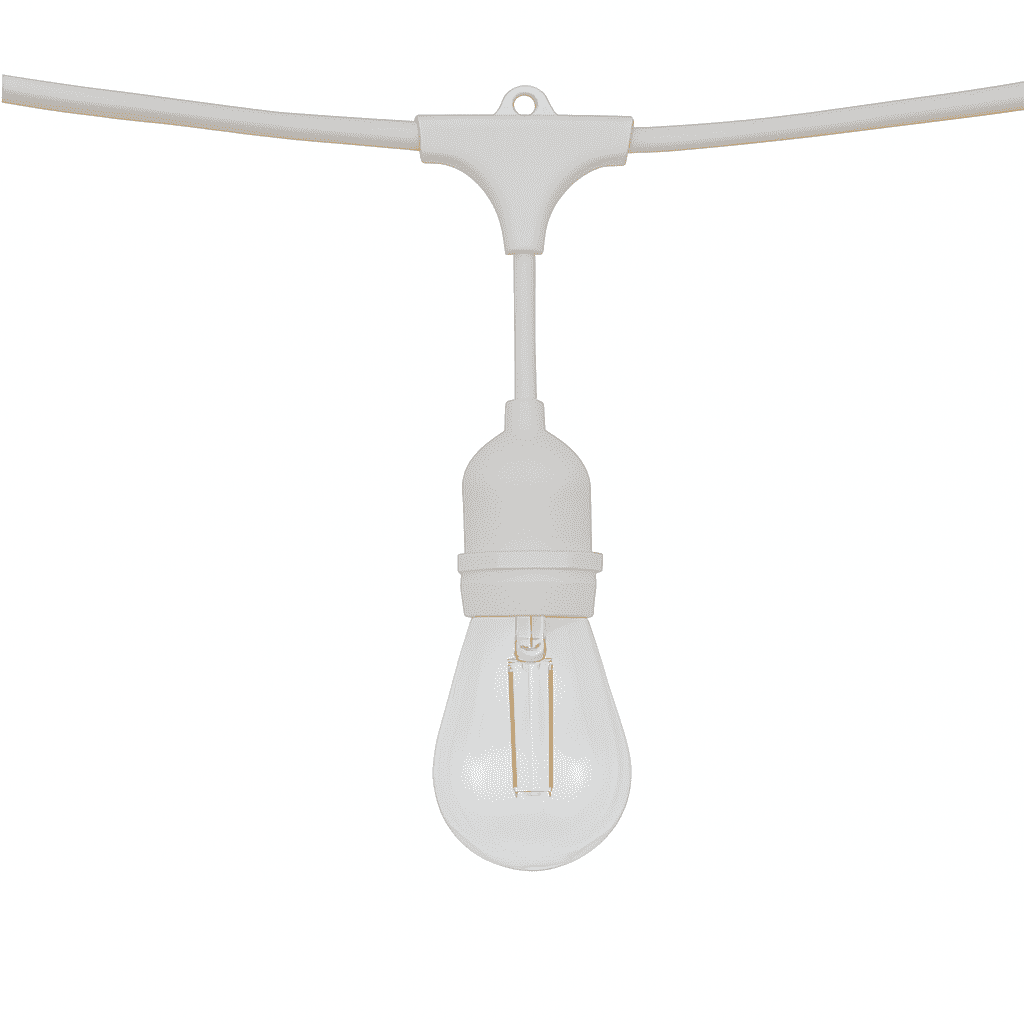 Homestead 48FT Commercial Grade LED Flexible Filament String Lights, Warm White with White Cable