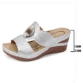 thumbnail image 7 of Rokment Women's Leopard Wedge High Heels Slip on Dress Sandals Trendy Casual Buckles Hollow out Leather Platform Chunky Heeled Slides Beach Summer Vacation Silver Size 9, 7 of 7