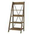 thumbnail image 5 of Walker Edison Solid Wood 4-Shelf Ladder Bookshelf, Brown, 5 of 16