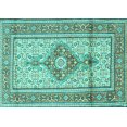 thumbnail image 1 of Ahgly Company Machine Washable Indoor Rectangle Medallion Turquoise Blue Traditional Area Rugs, 5' x 7', 1 of 4