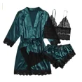 thumbnail image 1 of Nuevo 4 unids/set de ropa para el hogar, bata de moda para dormir, pijamas para mujer, falda, ropa de dormir de encaje satinado con seda, bata, pantalones de pijama sexis, 1 of 5