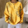 thumbnail image 2 of Women's Autumn Winter Plant Print Top Waffle Henry Shirt for Nature-Inspired Comfortable and Loose Fit Fall Tops for Women,Yellow,L, 2 of 7
