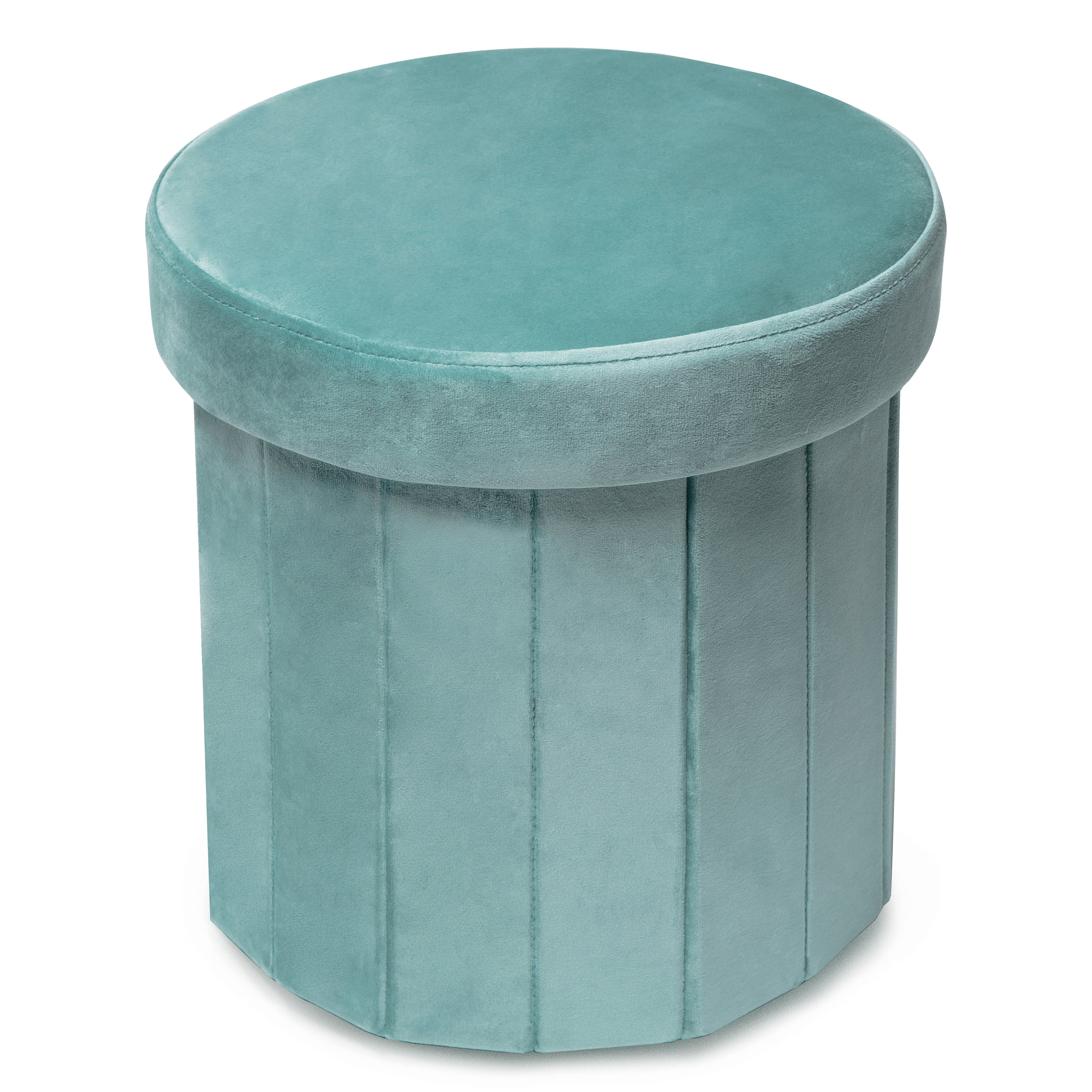 Green Velvet Folding Teal Storage Box Cushioned Foot Stool Ottoman Pouffe Seat 