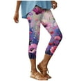 thumbnail image 2 of jjayotai Boho Floral Print Leggings for Women, Trendy Art Painting Beach Summer Fall Clothes Yoga Pants High Waisted Capri Trousers, 2 of 7