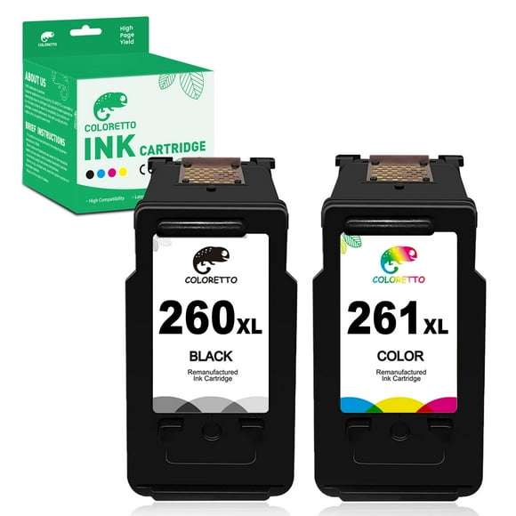 COLORETTO Ink Cartridges 260XL 261XL for Canon TS5320A Ink TS5320 TS5300 TS5300A TS6420 TS6420A TR7020 TR7020A TR7021 TR7021A TR7022 TR7022A TR7000 Printer PG-260 XL CL-261 XL 1 B