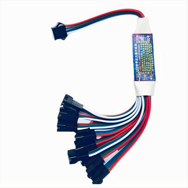 Controlador Repetidor de Amplificador de Señal LED, Amplificador TTL de 1 A 8 Canales, Compatible con Tiras LED Direccionables para WS2812B y WS2811B.